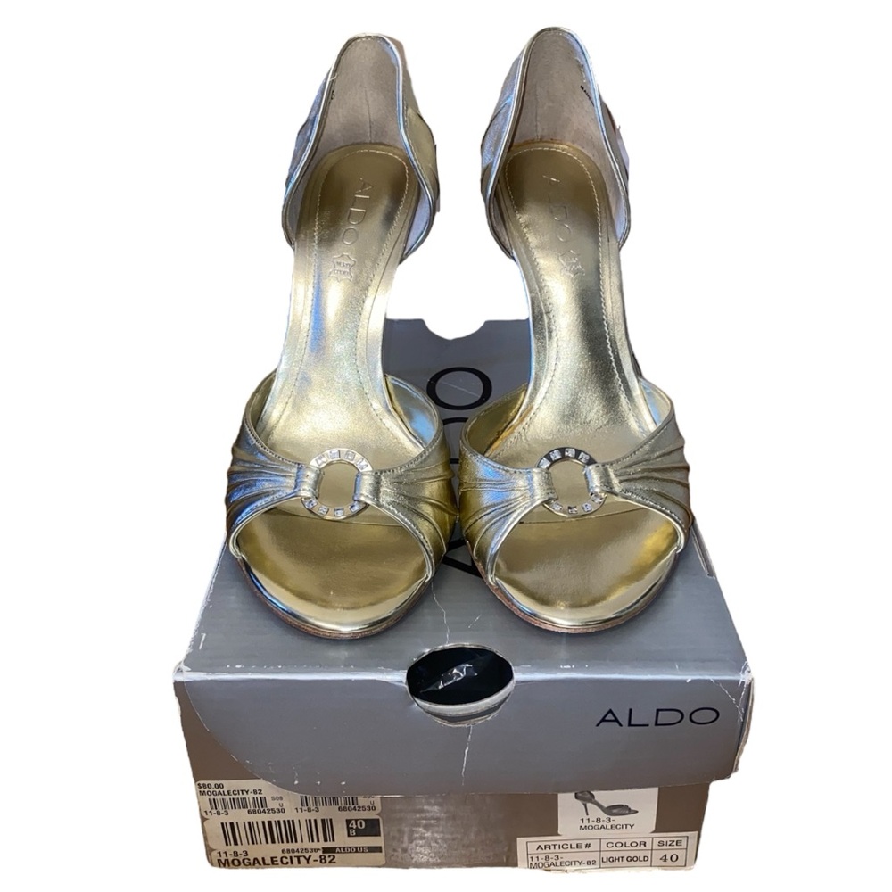 Aldo Gold Strappy Heels for Formal Occasions